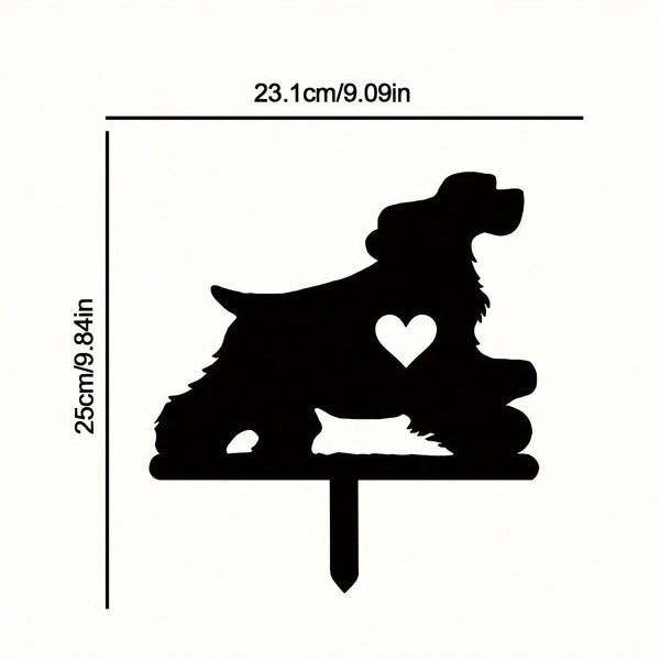 1-piece smart dog garden iron silhouette metal courtyard signboard, courtyard art garden outdoor decoration creative pet commemorative sticker, suitable for gardens, yards, garden decorations, holiday essentials, birthday decorations