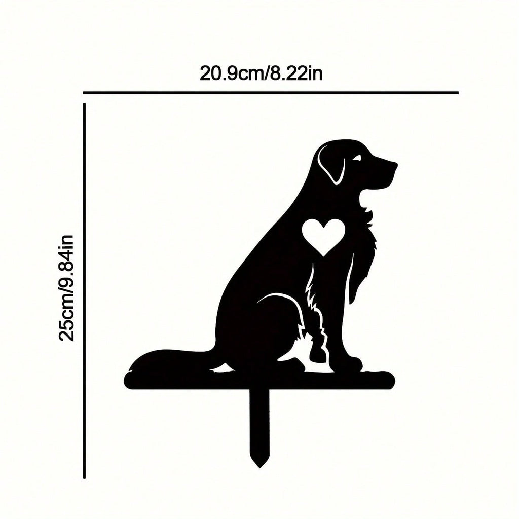 1-piece smart dog garden iron silhouette metal courtyard signboard, courtyard art garden outdoor decoration creative pet commemorative sticker, suitable for gardens, yards, garden decorations, holiday essentials, birthday decorations