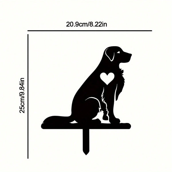 1-piece smart dog garden iron silhouette metal courtyard signboard, courtyard art garden outdoor decoration creative pet commemorative sticker, suitable for gardens, yards, garden decorations, holiday essentials, birthday decorations