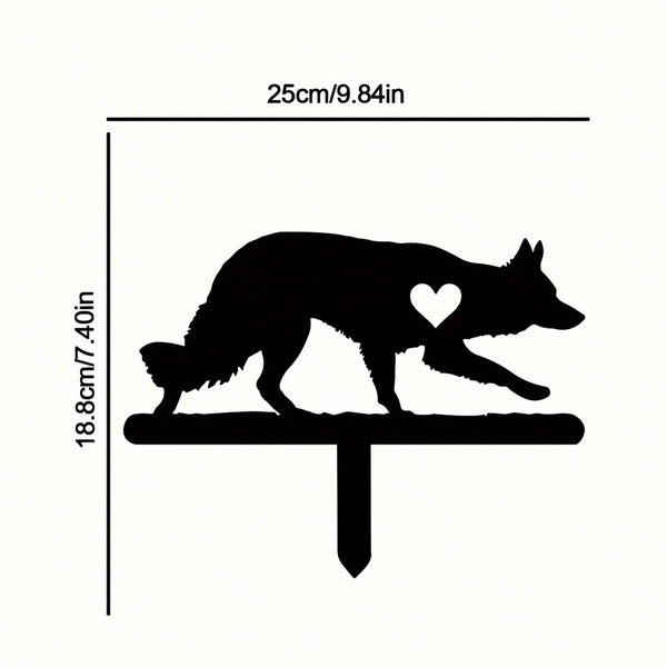 1-piece smart dog garden iron silhouette metal courtyard signboard, courtyard art garden outdoor decoration creative pet commemorative sticker, suitable for gardens, yards, garden decorations, holiday essentials, birthday decorations