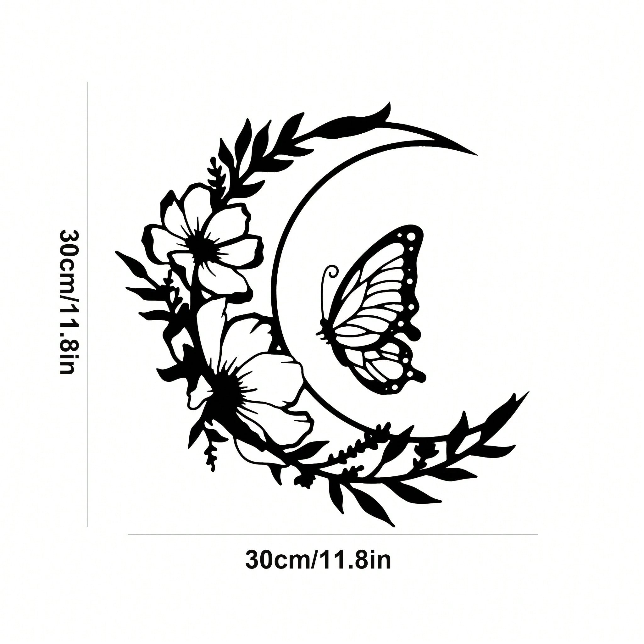 1 piece of black metal flower butterfly wall decoration, wrought iron wall hanging, suitable for living room, bedroom, garden fence, terrace, porch decoration