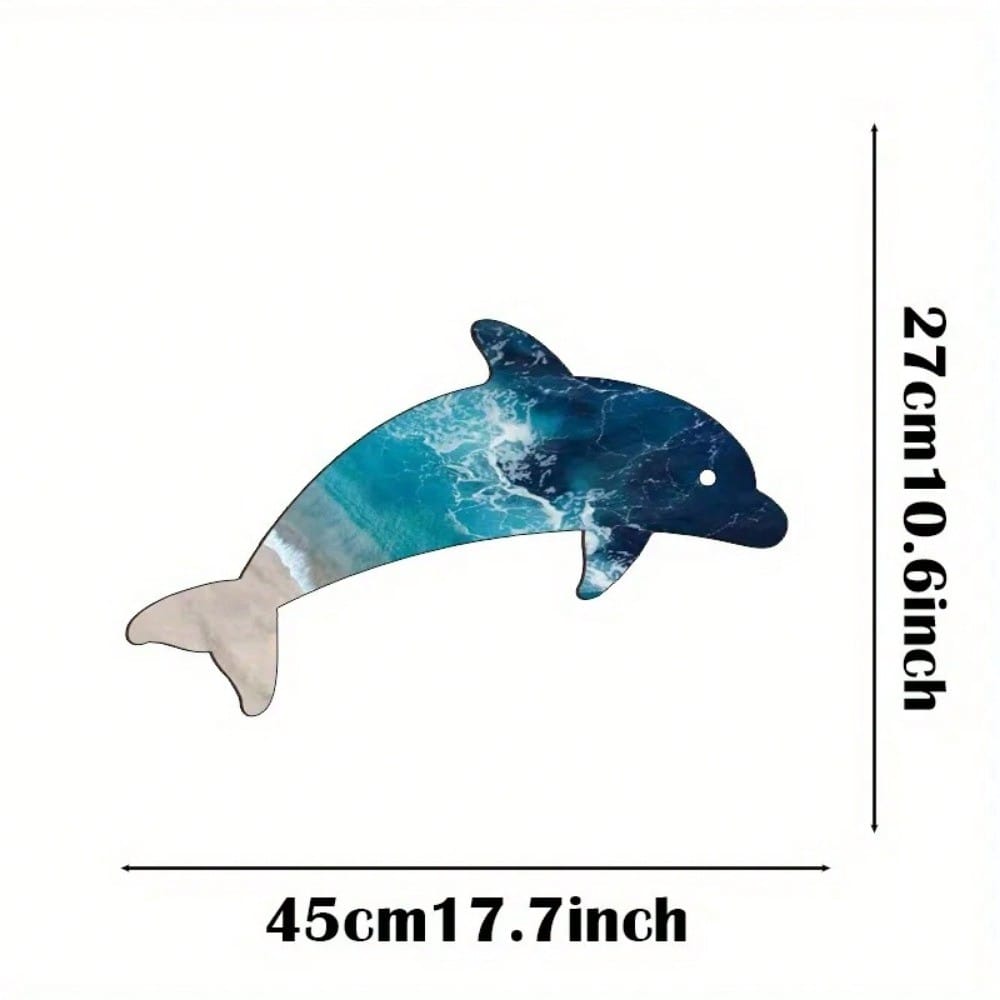 一件海豚金属海洋生物主题摆件，适用于庭院、海洋主题卧室，让您仿佛置身于神秘的海底世界。