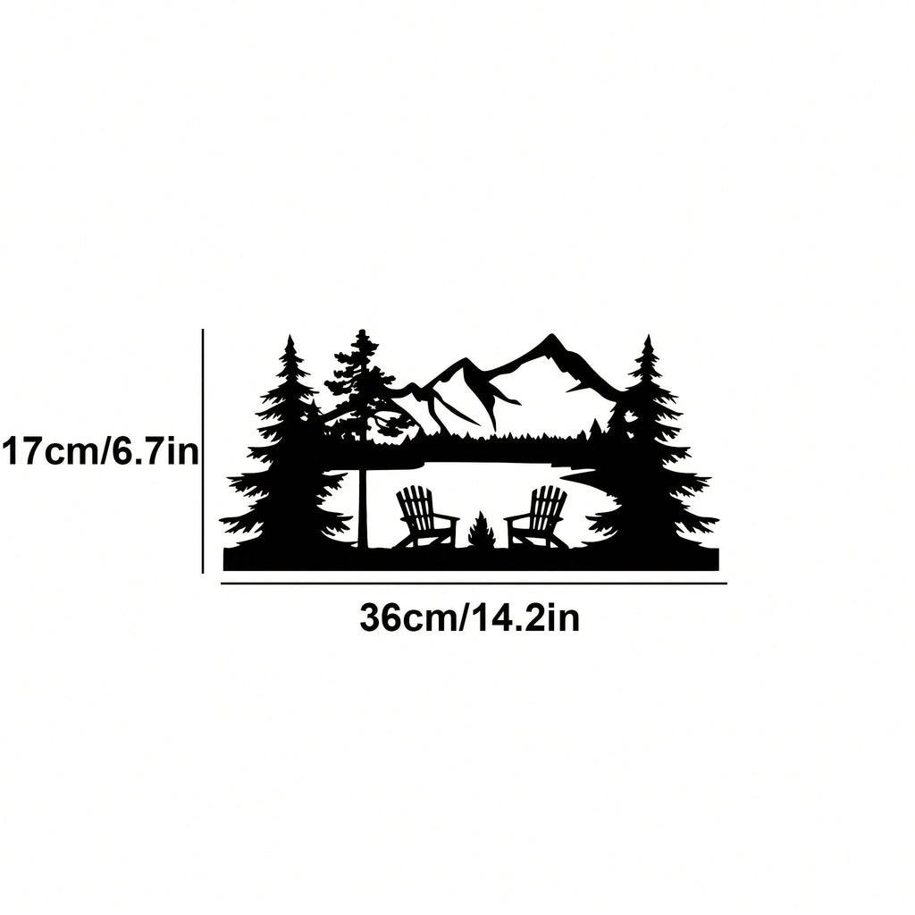 1件精美森林动物田园猫头鹰和鹿墙饰艺术品，森林风景壁挂金属工艺品，适用于客厅、卧室、书房、花园家居装饰、圣诞节、礼物
