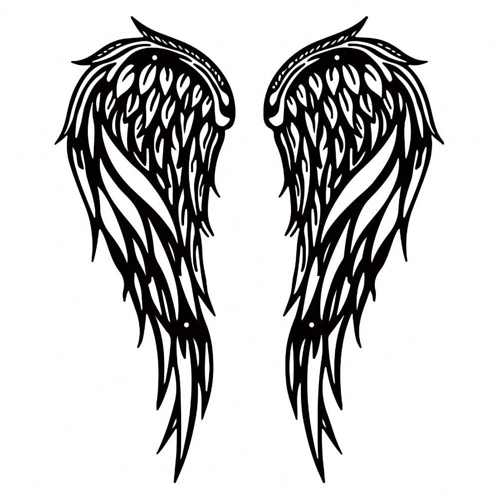 Two-piece Metal Angel Wings Wall Decoration Set - Interior and Outdoor Decoration Sculpture