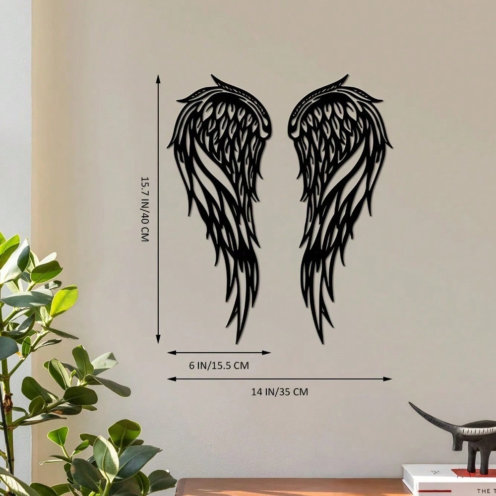 Two-piece Metal Angel Wings Wall Decoration Set - Interior and Outdoor Decoration Sculpture