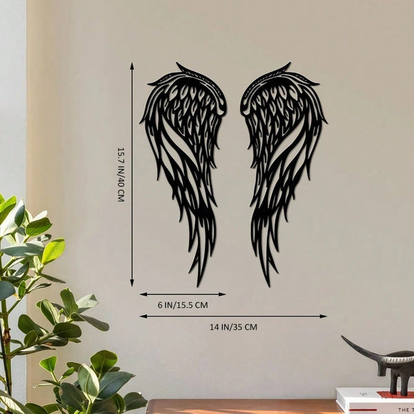 Two-piece Metal Angel Wings Wall Decoration Set - Interior and Outdoor Decoration Sculpture