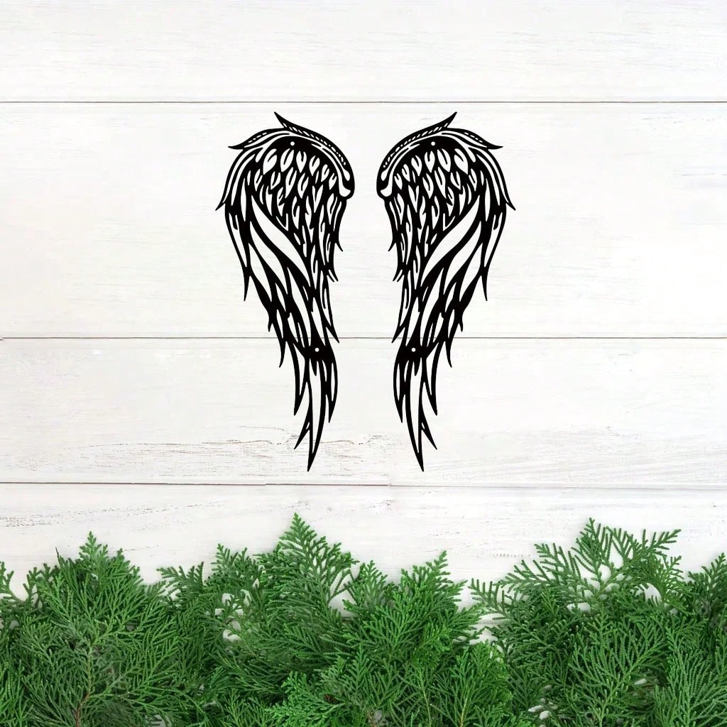 Two-piece Metal Angel Wings Wall Decoration Set - Interior and Outdoor Decoration Sculpture