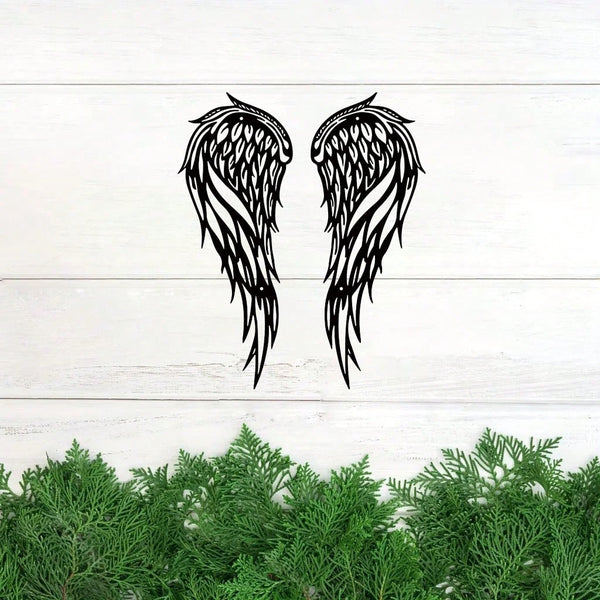 Two-piece Metal Angel Wings Wall Decoration Set - Interior and Outdoor Decoration Sculpture