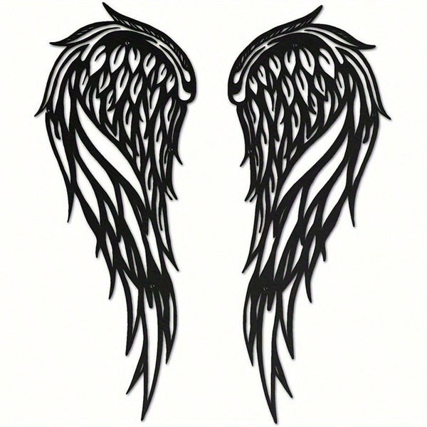 Two-piece Metal Angel Wings Wall Decoration Set - Interior and Outdoor Decoration Sculpture