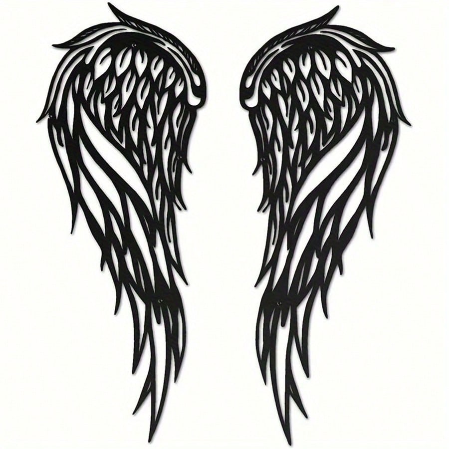 Two-piece Metal Angel Wings Wall Decoration Set - Interior and Outdoor Decoration Sculpture
