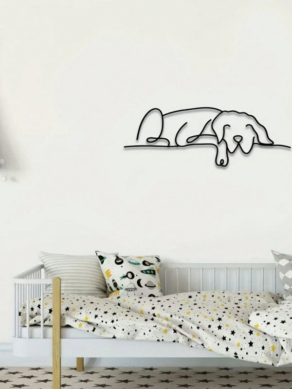 1-piece set, animal metal wall decoration, minimalist line art sleeping dog wall decoration, suitable for entrance and living room wall decorations, birthday gifts, pet lover gifts, suitable for modern home decor, home decor, room decoration