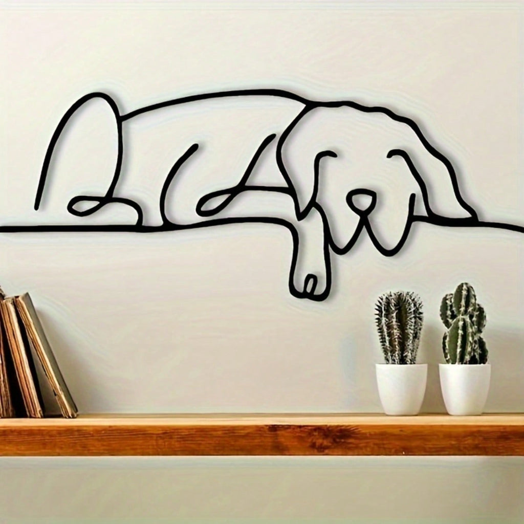 1-piece set, animal metal wall decoration, minimalist line art sleeping dog wall decoration, suitable for entrance and living room wall decorations, birthday gifts, pet lover gifts, suitable for modern home decor, home decor, room decoration
