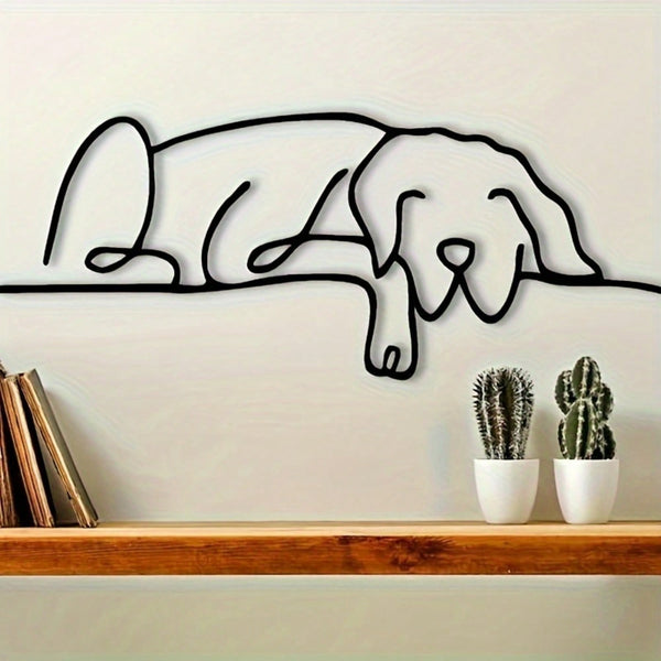 1-piece set, animal metal wall decoration, minimalist line art sleeping dog wall decoration, suitable for entrance and living room wall decorations, birthday gifts, pet lover gifts, suitable for modern home decor, home decor, room decoration