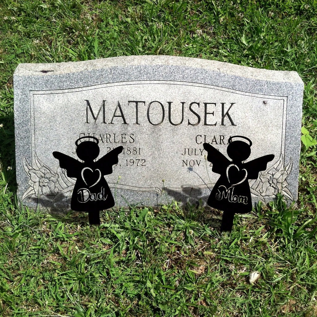 1pc, Memorial Stakes, Cemetery Grave Plaque Stake Markers, Memorial Angel Plaques For Sympathy Garden Stake Metal Grave Stake