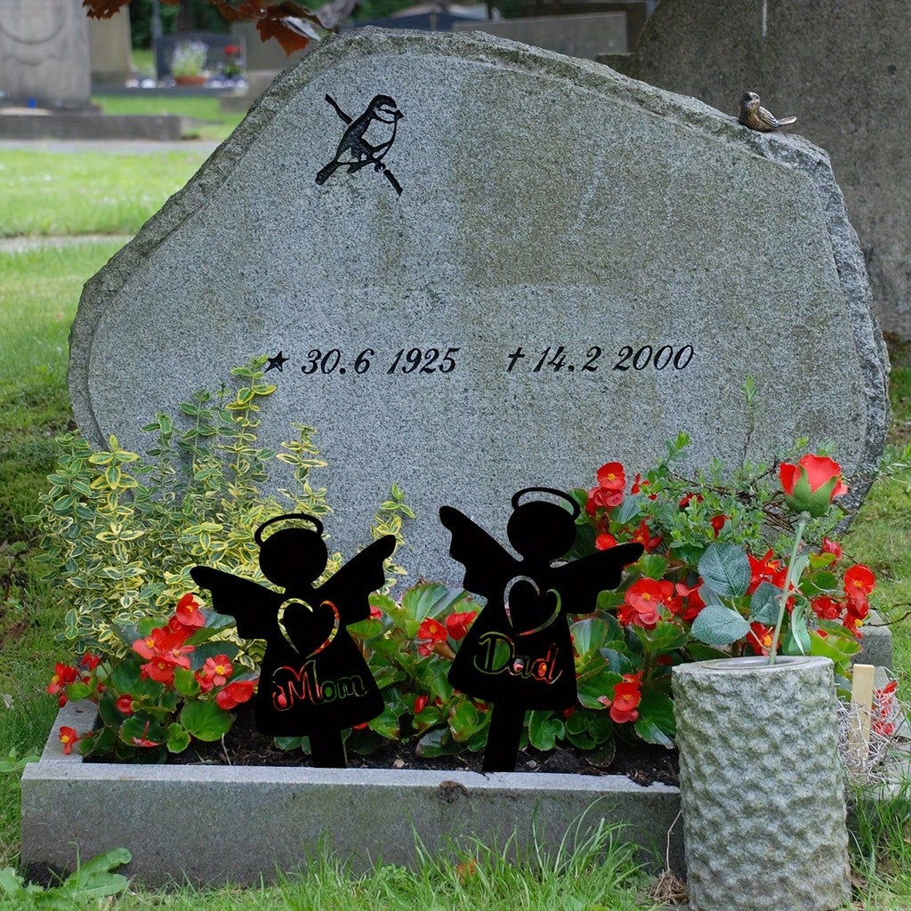 1pc, Memorial Stakes, Cemetery Grave Plaque Stake Markers, Memorial Angel Plaques For Sympathy Garden Stake Metal Grave Stake