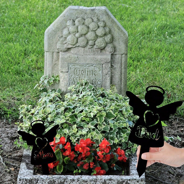 1pc, Memorial Stakes, Cemetery Grave Plaque Stake Markers, Memorial Angel Plaques For Sympathy Garden Stake Metal Grave Stake