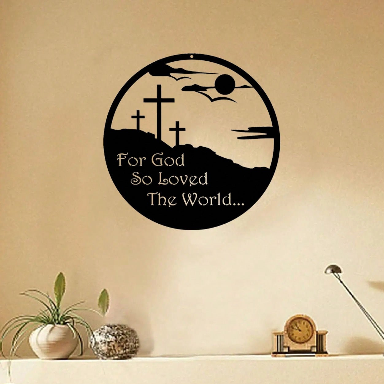 1pc Home Decor Prayer Metal Wall Artistry Piece. Faith Wall Decoration Item. Cross Interior Adornment Item. Suitable For Bedroom, Living Room, Office Wall Decoration. Easter Decoration Item. Suitable For Use In Churches, Prayer Rooms And Other Places, Add Main image
