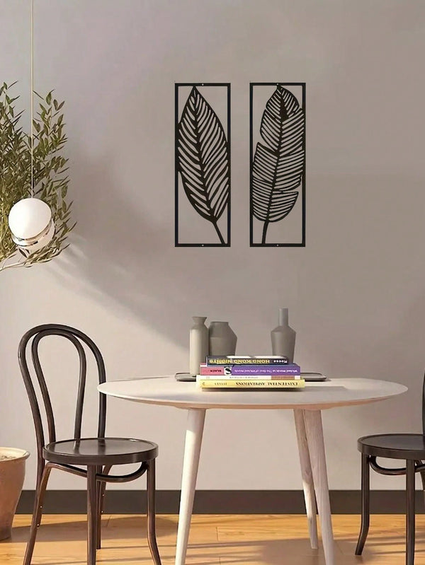 2-Piece set of decorative leaf/flower home wall decoration, metal wall decoration interior home decoration modern art, suitable for garden party decoration, home decoration, room decoration