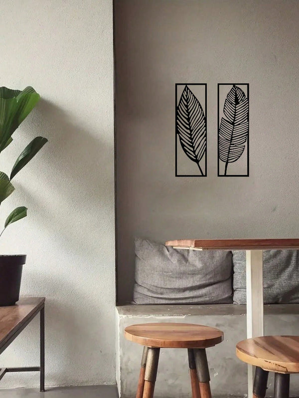 2-Piece set of decorative leaf/flower home wall decoration, metal wall decoration interior home decoration modern art, suitable for garden party decoration, home decoration, room decoration