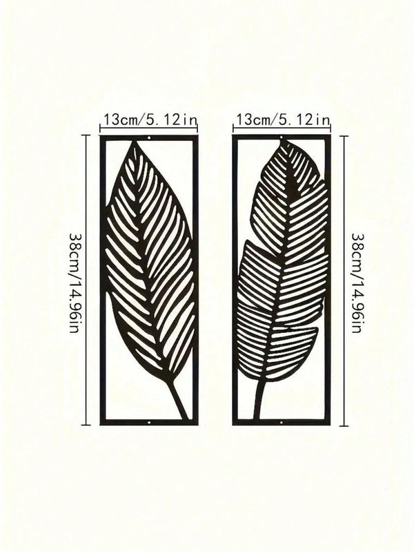 2-Piece set of decorative leaf/flower home wall decoration, metal wall decoration interior home decoration modern art, suitable for garden party decoration, home decoration, room decoration
