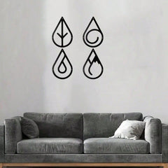 4 Pieces Diverse Metal Wall Decor - Black Metal Wall Decor With Diverse Elements. Stylish And Elegant Metal Decoration For Modern Living Space.