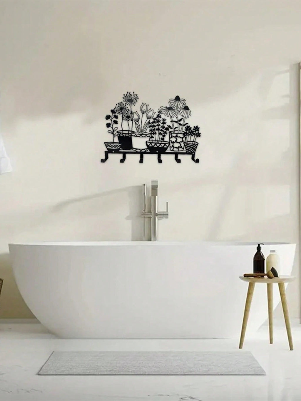 1 piece metal wall-mounted hook, black vase-shaped hook key hook, black simple line design home decoration, female artwork, suitable for hanging keys, trinkets, wall-mounted storage racks, wall decoration