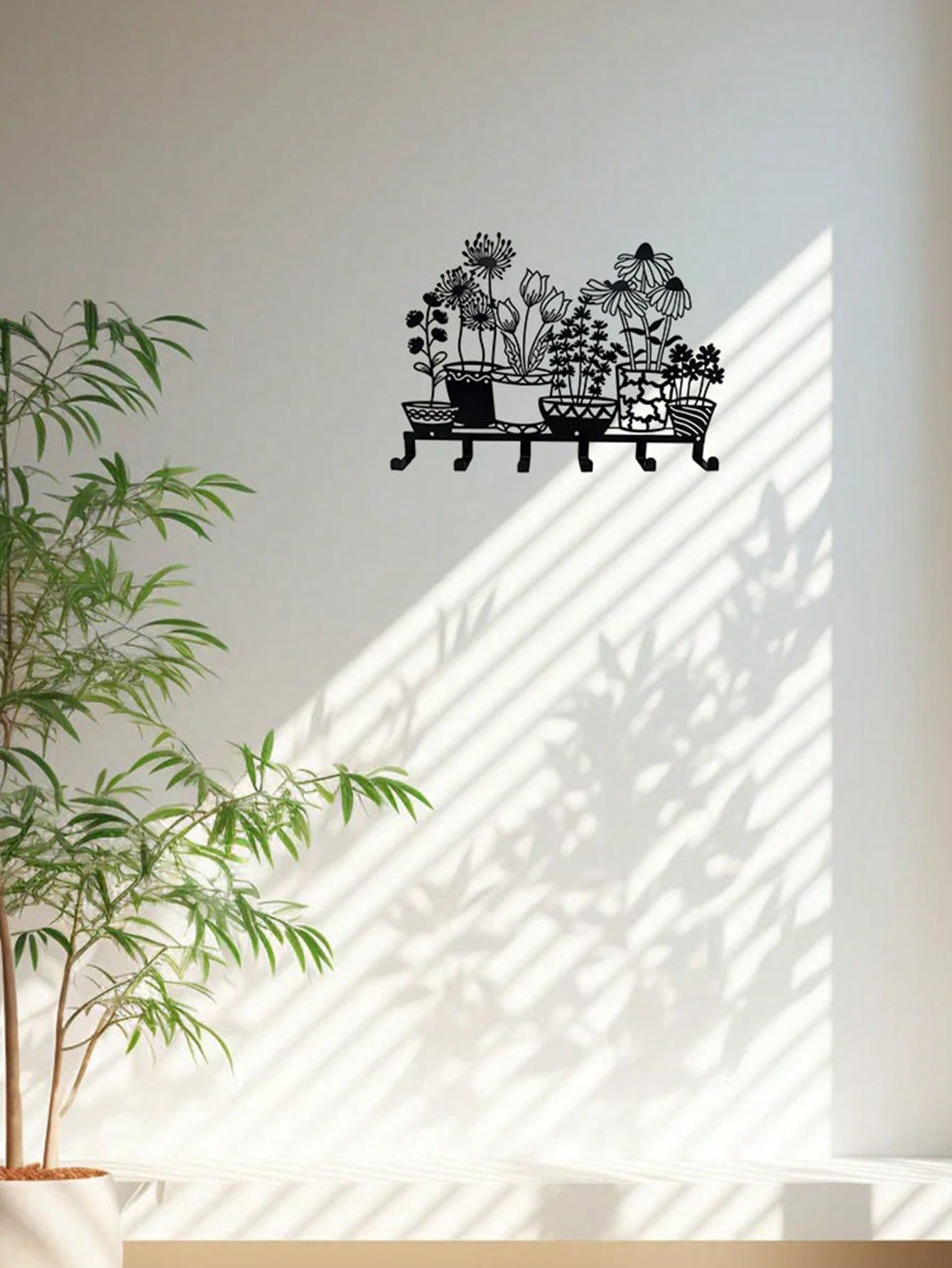 1 piece metal wall-mounted hook, black vase-shaped hook key hook, black simple line design home decoration, female artwork, suitable for hanging keys, trinkets, wall-mounted storage racks, wall decoration