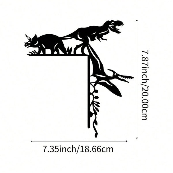 1 piece of metal dinosaur wild boar decorative wall sticker door corner decorative door frame corner art decorative metal wall hanging, female artwork, suitable for home, living room, yard or garden decoration, balcony, decorative sculpture