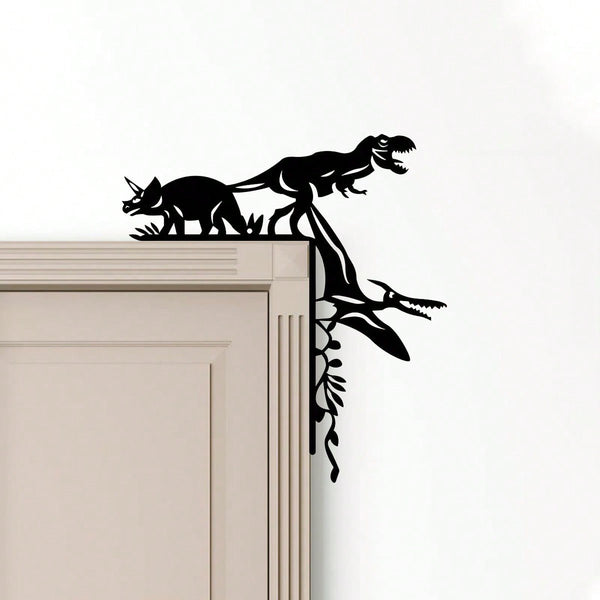 1 piece of metal dinosaur wild boar decorative wall sticker door corner decorative door frame corner art decorative metal wall hanging, female artwork, suitable for home, living room, yard or garden decoration, balcony, decorative sculpture