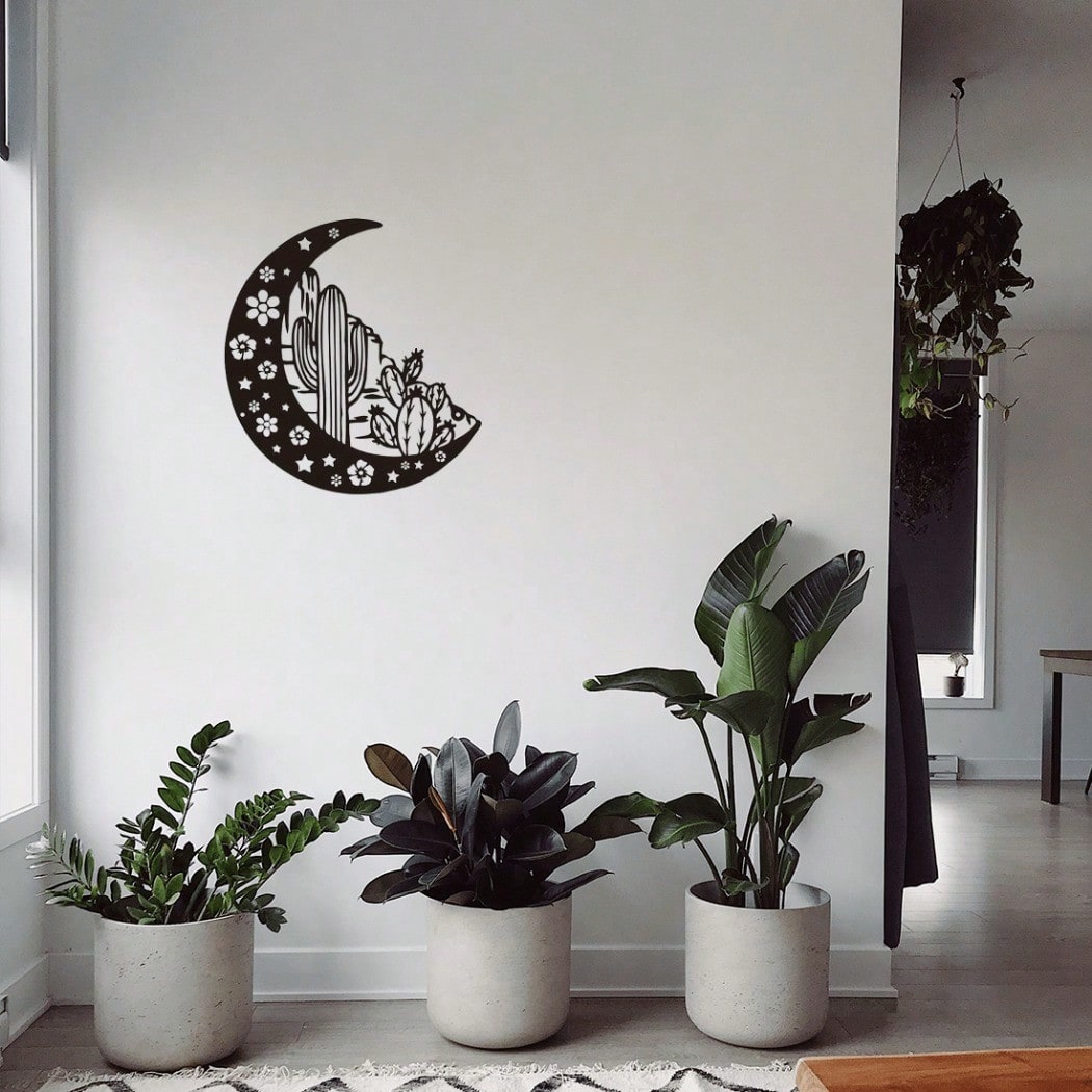 1件套月亮/仙人掌/花朵金属现代墙饰，客厅、卧室金属壁挂装饰。斋月节装饰，月亮装饰，铁艺工艺品。E-I-D
