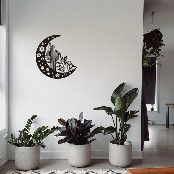 1-Piece Moon/Cactus/Flower Metal Modern Wall Decoration, Living Room, Bedroom Metal Wall Decoration. Ramadan Decoration, Moon Decoration, Iron Crafts. E-I-D