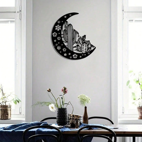 1-Piece Moon/Cactus/Flower Metal Modern Wall Decoration, Living Room, Bedroom Metal Wall Decoration. Ramadan Decoration, Moon Decoration, Iron Crafts. E-I-D