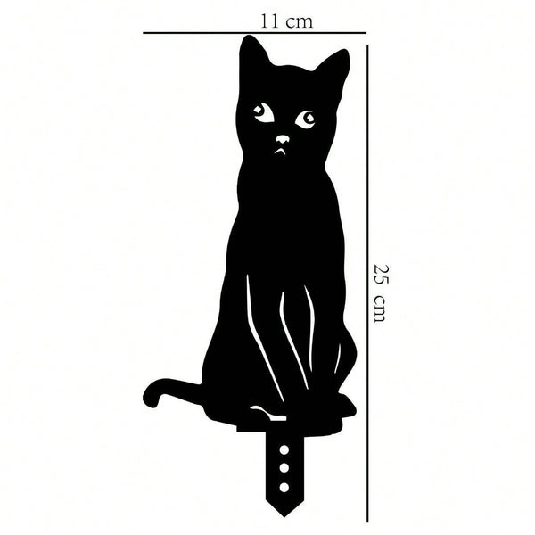 1 piece Halloween metal ornament, black peeping cat/puppy/fox sculpture lawn decoration, holiday yard garden stake decoration, birthday graduation gift