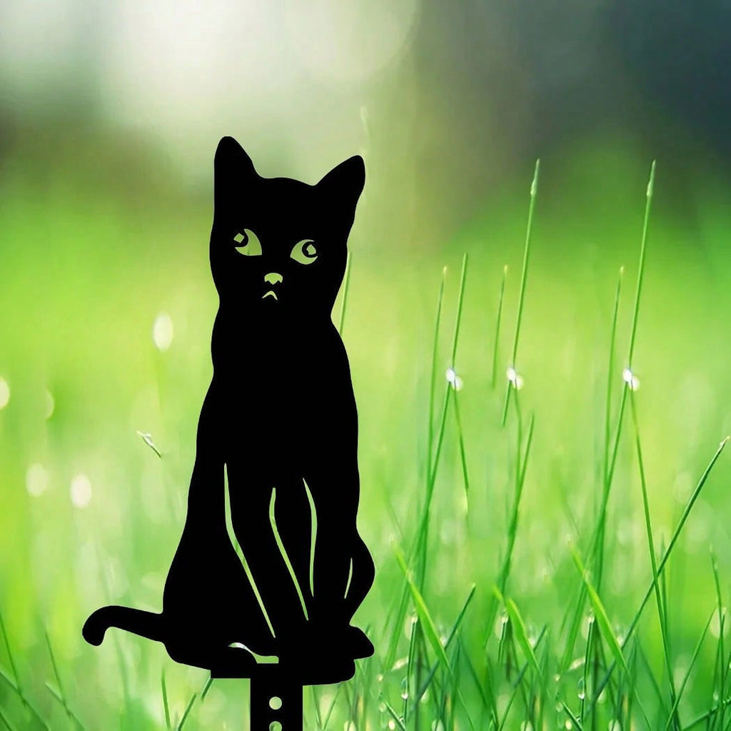 1 piece Halloween metal ornament, black peeping cat/puppy/fox sculpture lawn decoration, holiday yard garden stake decoration, birthday graduation gift