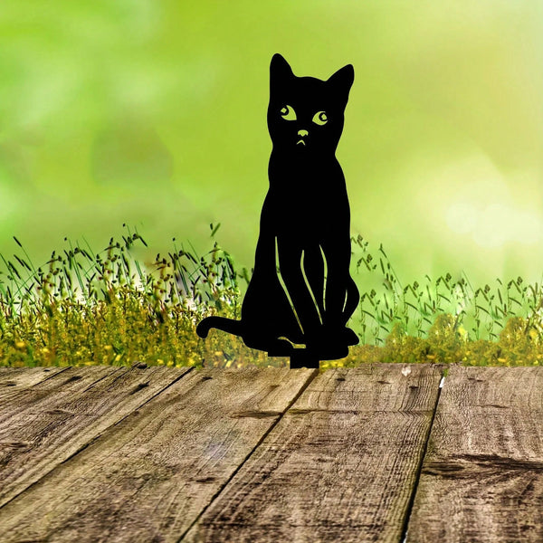 1 piece Halloween metal ornament, black peeping cat/puppy/fox sculpture lawn decoration, holiday yard garden stake decoration, birthday graduation gift