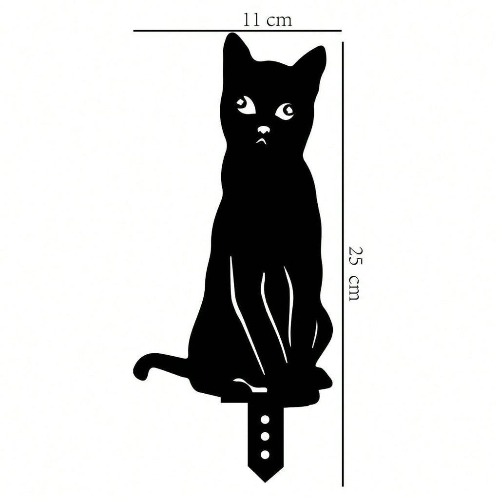 1 piece Halloween metal ornament, black peeping cat/puppy/fox sculpture lawn decoration, holiday yard garden stake decoration, birthday graduation gift