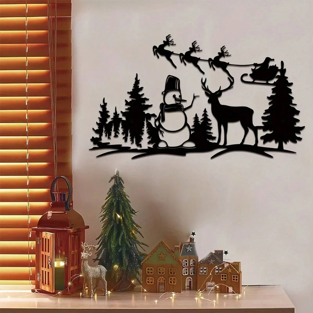 A piece of Santa Claus metal wall decoration. Suitable for study, bedroom, living room, entrance and other spaces, adding Christmas atmosphere and warmth to the space, Christmas theme wall decoration.