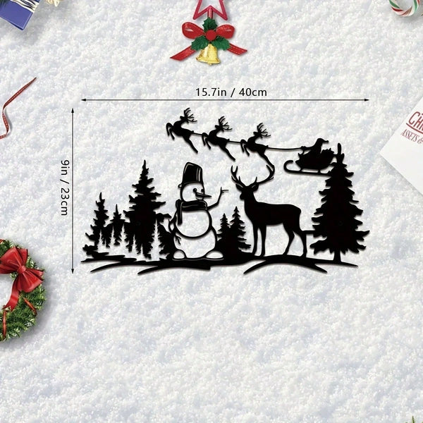 A piece of Santa Claus metal wall decoration. Suitable for study, bedroom, living room, entrance and other spaces, adding Christmas atmosphere and warmth to the space, Christmas theme wall decoration.
