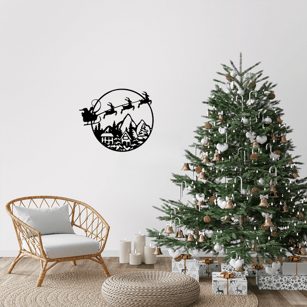 A piece of Santa Claus metal wall decoration. Suitable for study, bedroom, living room, entrance and other spaces, adding Christmas atmosphere and warmth to the space, Christmas theme wall decoration.