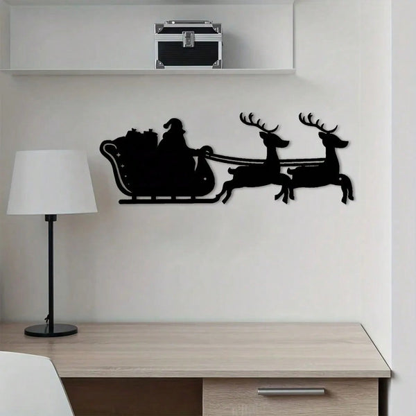A piece of Santa Claus metal wall decoration. Suitable for study, bedroom, living room, entrance and other spaces, adding Christmas atmosphere and warmth to the space, Christmas theme wall decoration.
