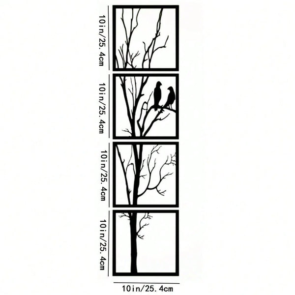 Metal artwork: creative branches Chinese painting silhouette, suitable for modern home decoration, home decoration, room decoration, bedroom decoration, bathroom decoration, waterproof and rust-proof, wall decoration