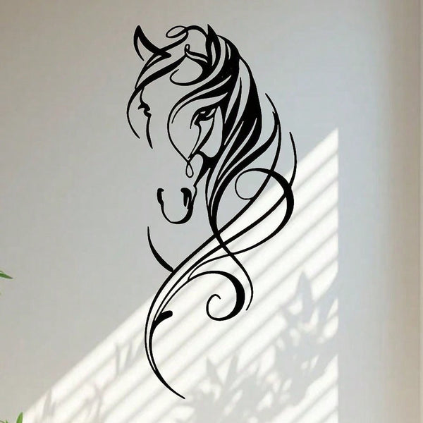 1 piece of modern abstract horse metal wall decoration - vintage aesthetic hanging decoration for home, office, bar and kitchen - perfect for Valentine's Day and New Year; 1 piece of laundry metal decoration plaque, simple and lovely
