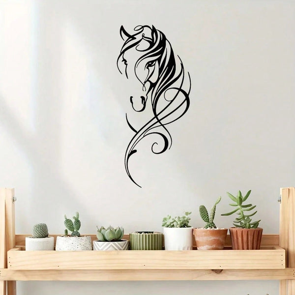 1 piece of modern abstract horse metal wall decoration - vintage aesthetic hanging decoration for home, office, bar and kitchen - perfect for Valentine's Day and New Year; 1 piece of laundry metal decoration plaque, simple and lovely
