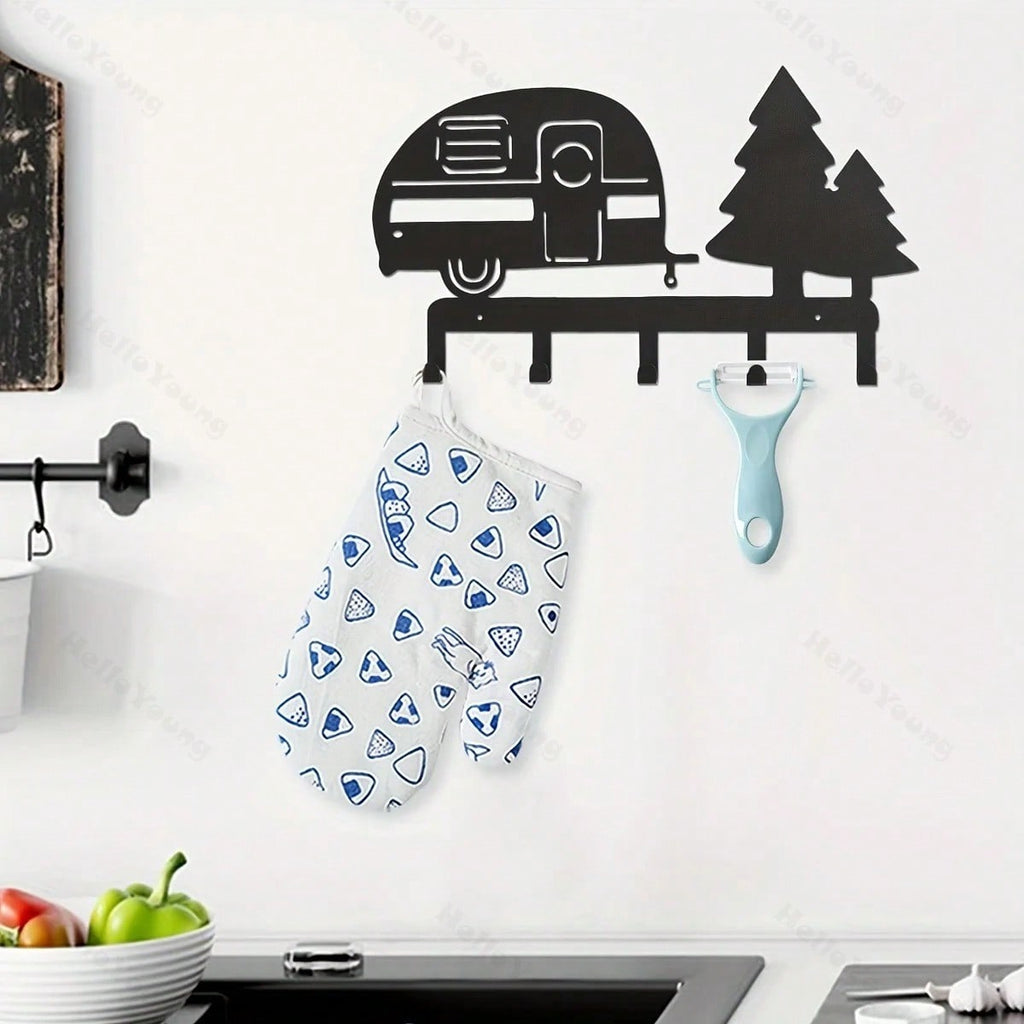 1 camper shaped metal key holder - can be used to place clothing, bags and keys, a wide range of uses. Suitable for fashionable living room, porch, bathroom and other wall decoration, can also be used as New Year decoration
