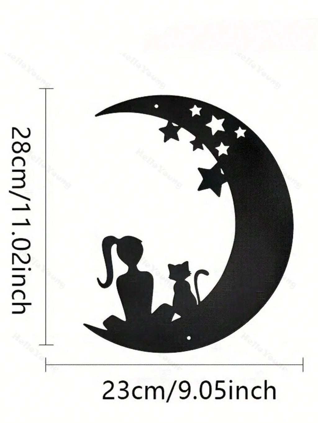 1 Pc Beautiful Girl With A Kitten Sitting On The Stars And The Moon Metal Wall Decoration: Gorgeous Interior Decoration, Creating A Sense Of Family Happiness, Suitable For Various Spaces Such As Halls And Bedrooms, Suitable For Various Festivals