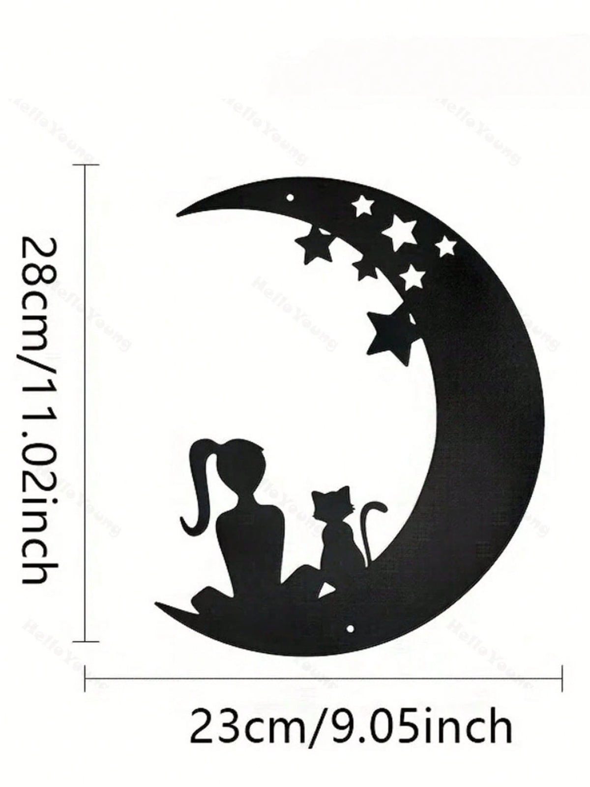 1 Pc Beautiful Girl With A Kitten Sitting On The Stars And The Moon Metal Wall Decoration: Gorgeous Interior Decoration, Creating A Sense Of Family Happiness, Suitable For Various Spaces Such As Halls And Bedrooms, Suitable For Various Festivals