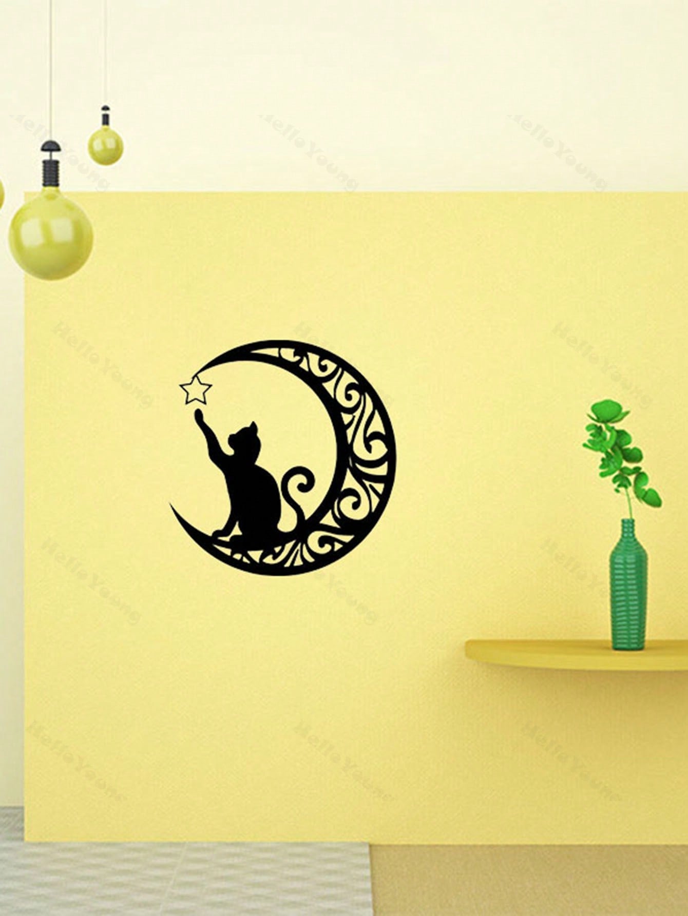 1 piece of cat star and moon metal wall decoration, a beautiful gift, suitable for bedroom, study or other various spaces, perfect for all holiday decorations, home decorations, room decorations, wall decorations, Eid al-Fitr - Festival - Festival Main image