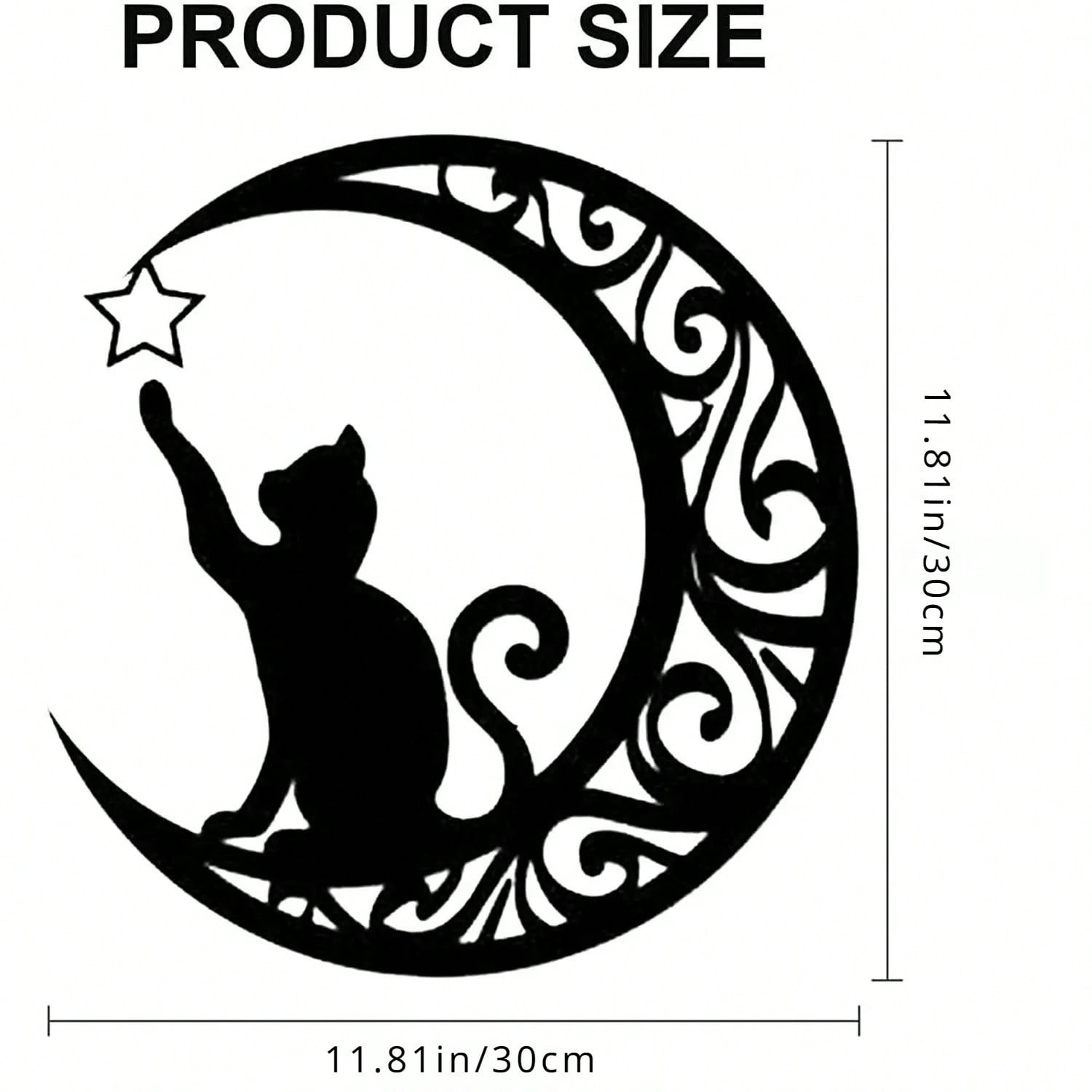 1 piece of cat star and moon metal wall decoration, a beautiful gift, suitable for bedroom, study or other various spaces, perfect for all holiday decorations, home decorations, room decorations, wall decorations, Eid al-Fitr - Festival - Festival Secondary image