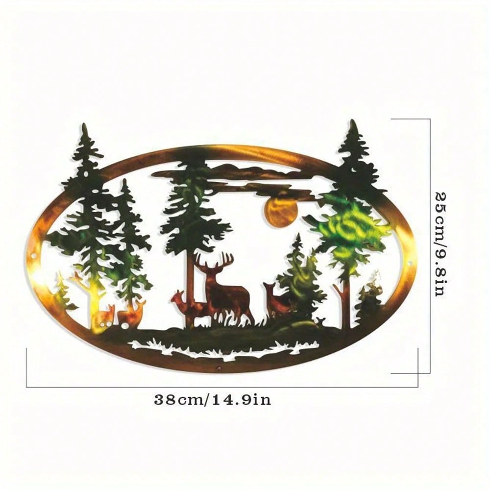 1pc Home Decoration Metal Art Wall Decoration Christmas Deer Bear Christmas Gift Scene Decoration Iron Art Crafts Ornament Pendant