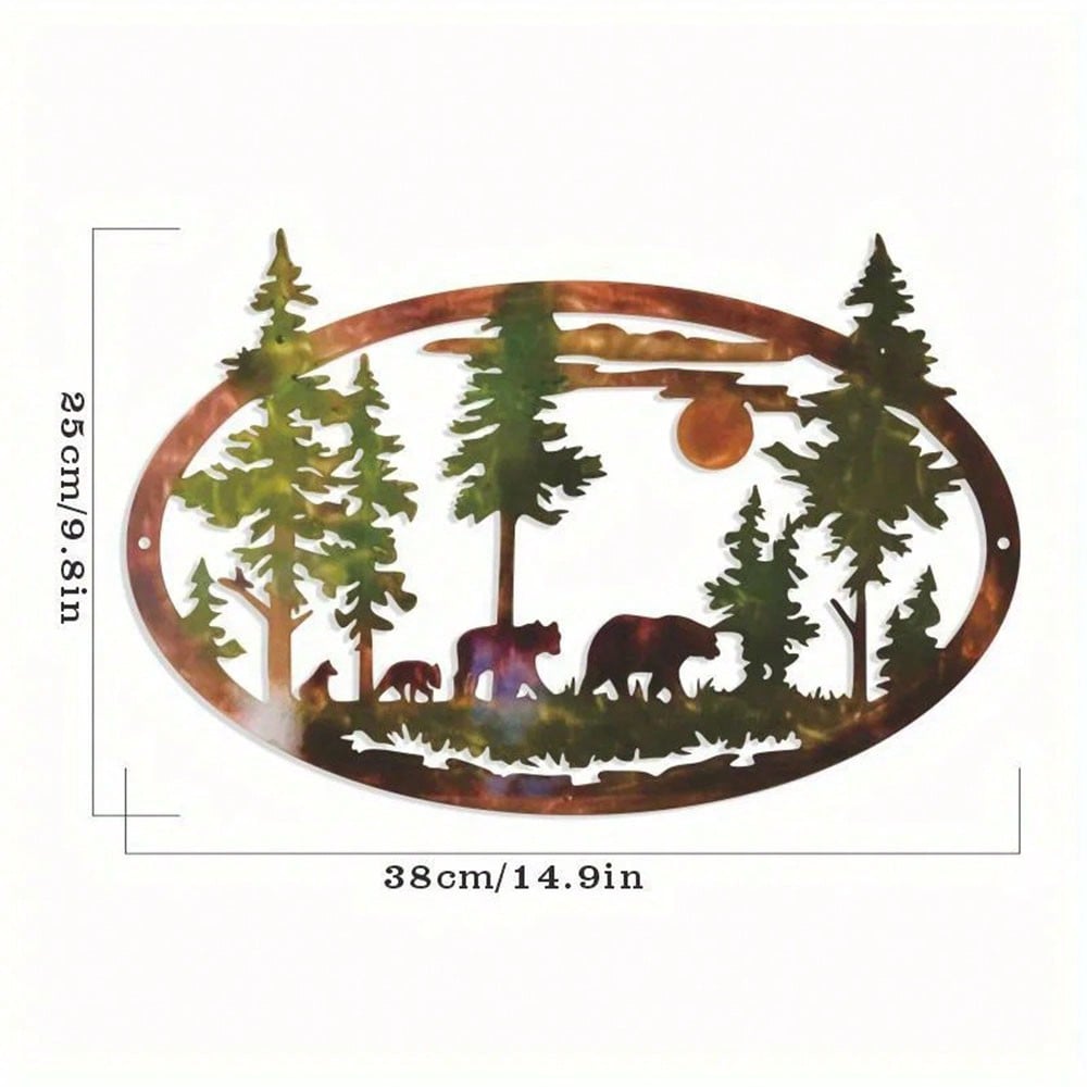 1pc Home Decoration Metal Art Wall Decoration Christmas Deer Bear Christmas Gift Scene Decoration Iron Art Crafts Ornament Pendant